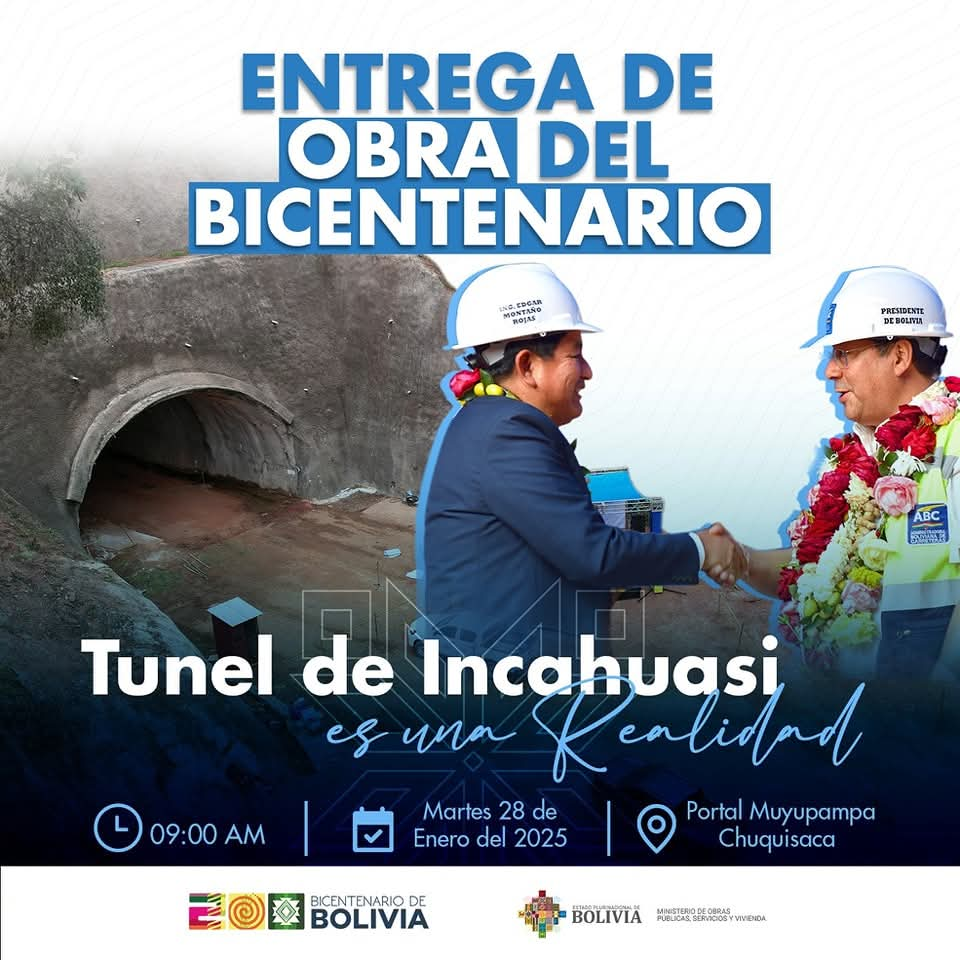 Gobierno entregará el martes 28 el túnel de Incahuasi que conectará occidente y oriente del país