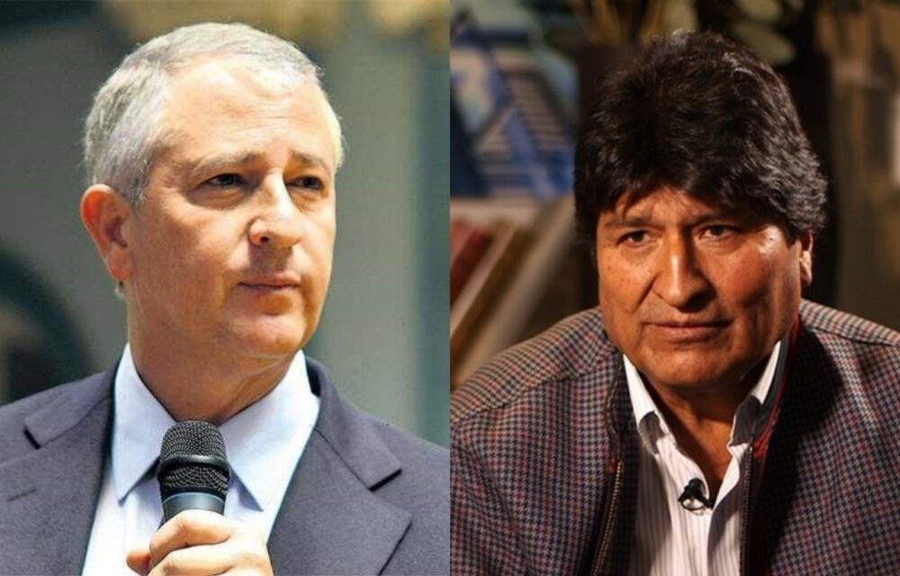 El exministro de Economía Branko Marinkovic y el expresidente Evo Morales. / Foto: La Razón.