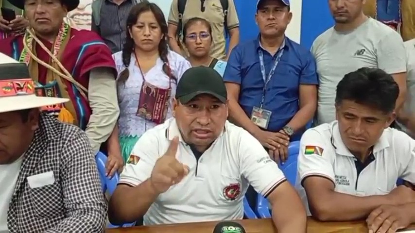 Ponciano Santos en la reunión de dirigentes campesinos evistas del sábado. / Foto: Captura de video.