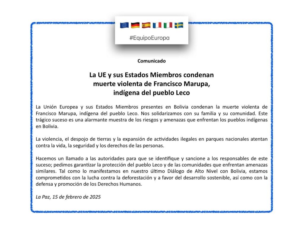 Comunicado Unión Europea