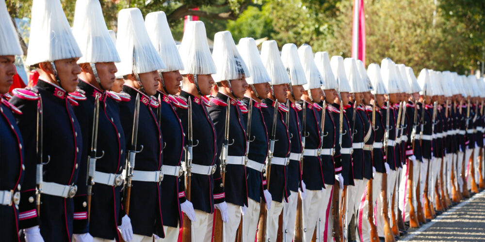 Cadetes del Colegio Militar, ayer durante el acto por el 133 aniversario. Foto: RRSS