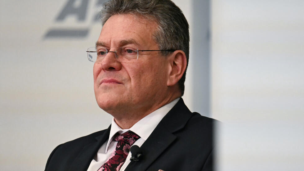 Maros Sefcovic, comisario europeo de Comercio, en un evento en el American Enterprise Institute en Washington, el 19 de febrero de 2025