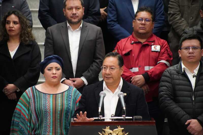 El presidente Luis Arce en la declaración de prensa de este miércoles. / Foto: ABI.