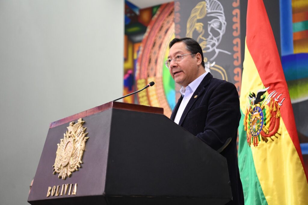 El presidente Luis Arce en un acto en la Casa Grande del Pueblo. / Foto: Presidencia.