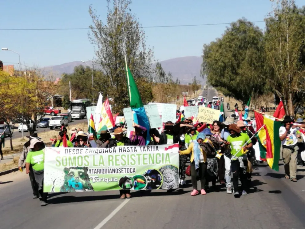 Una de las marchas en defensa de Tariquía, en Tarija. Foto: Página Siete