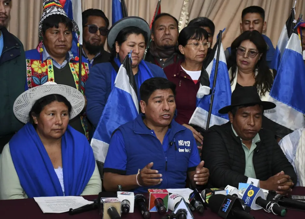 Grover García, presidente del MAS, durante un anterior contacto con la prensa. Foto: APG 