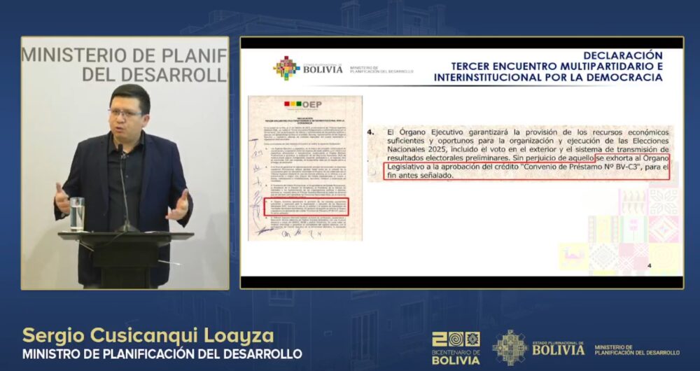 Ministro Cusicanqui afirma que Legislativo incumple acuerdo para aprobar crédito de $us 100 millones y garantizar elecciones