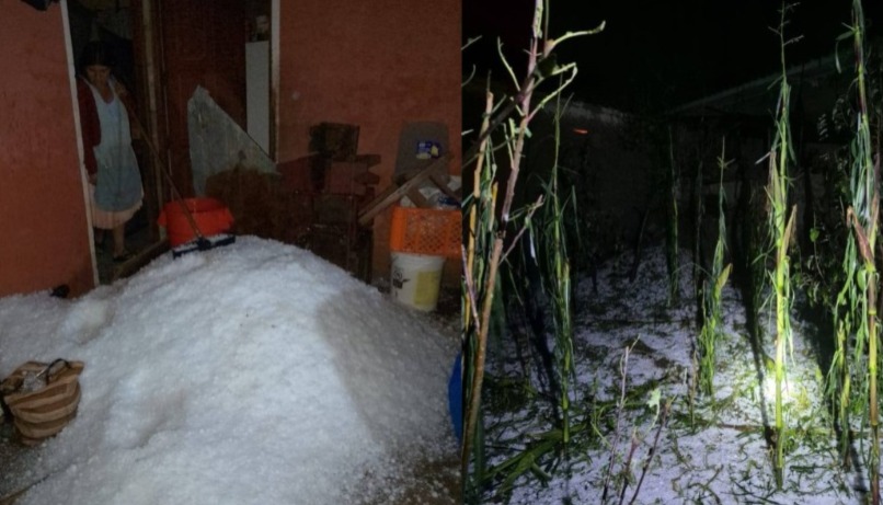 Tres comunidades de Yotala pierden su producción tras intensa lluvia y granizada 