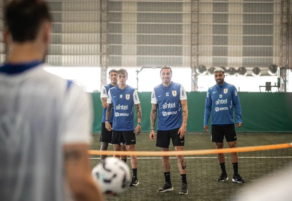 Jugadores uruguayos en uno de sus últimos entrenamientos. Foto: Selección Uruguaya