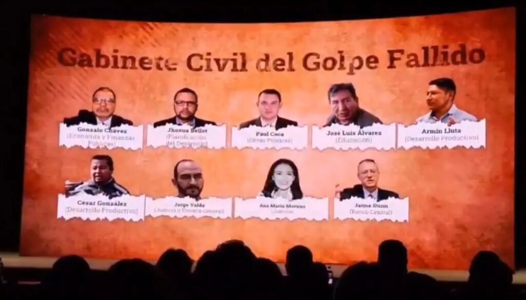 Los miembros del supuesto gabinete civil. / Foto: Unitel.