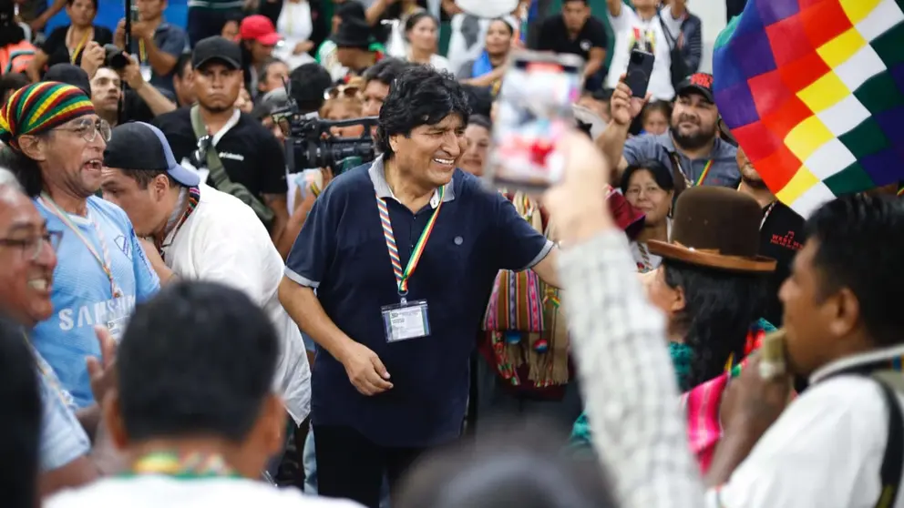 Evo Morales, durante el congreso de refundación del Instrumento Político en el Trópico de Cochabamba. EVO MORALES