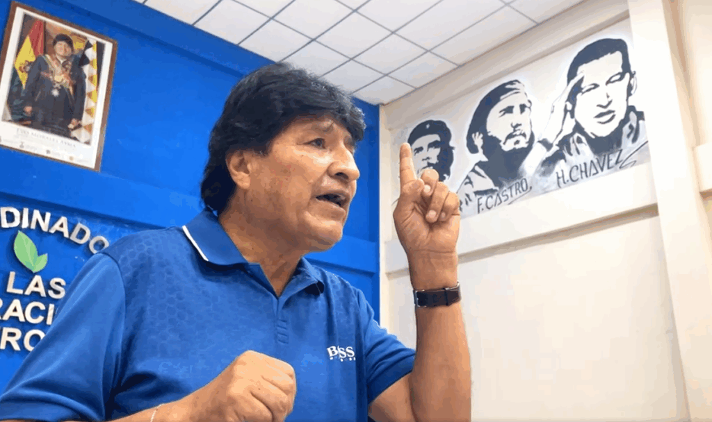 Evo Morales en la reunión con su dirigencia. / Foto: Captura de video.