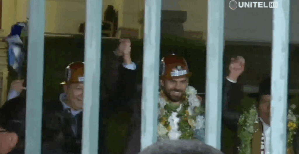 El presidente Arce, Del Castillo y Berna. / Foto: Captura de video.