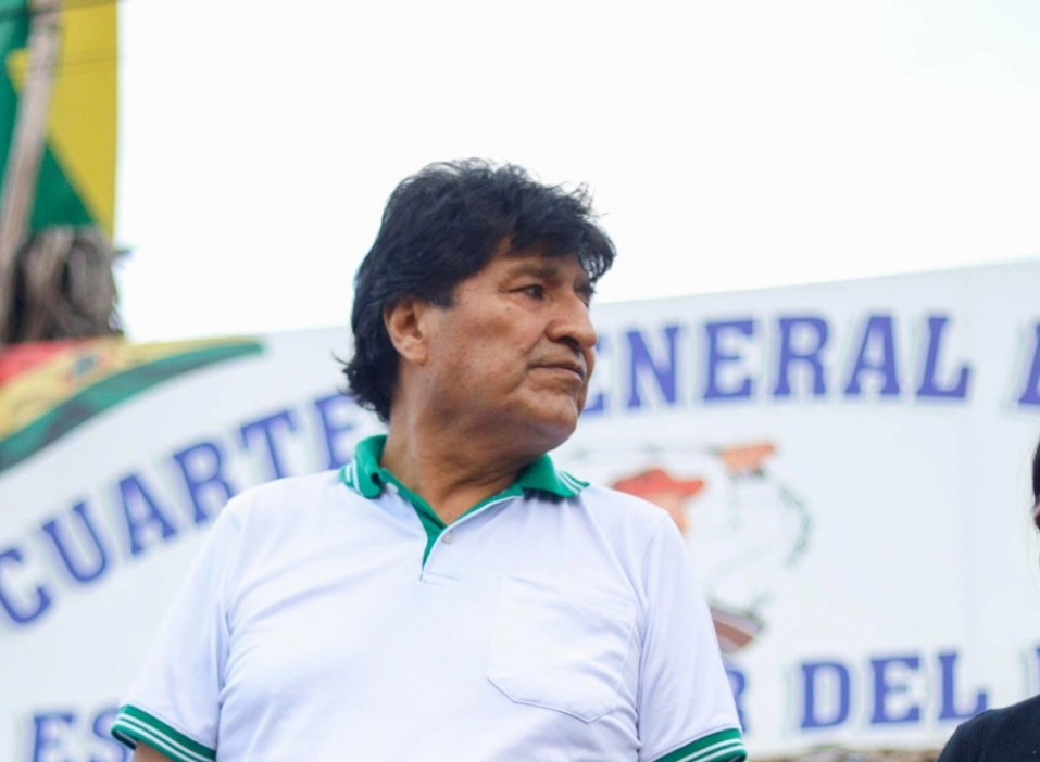Evo Morales en un evento con sus militantes en Lauca Ñ. / Foto: EMA.