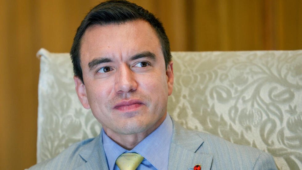 El presidente de Ecuador, Daniel Noboa, durante una entrevista con AFP en París, el 8 de mayo de 2025
