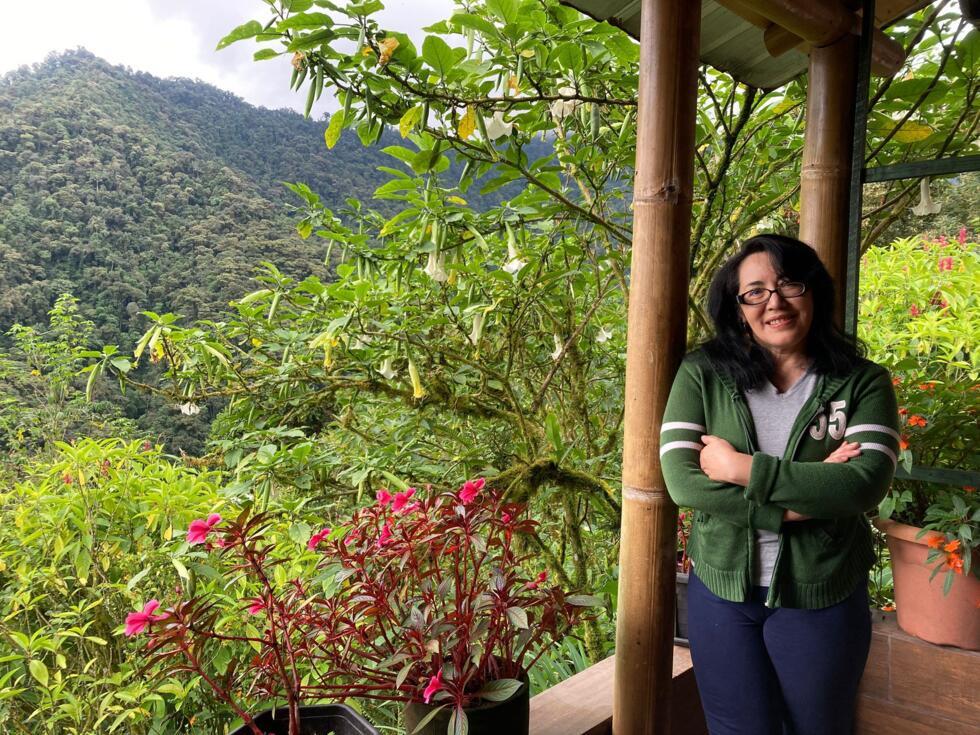 Teolinda Calle, representante legal de la consulta popular de 2023 en la que se votó a favor de prohibir la minería metálica en el Chocó Andino. Foto de abril de 2025.
