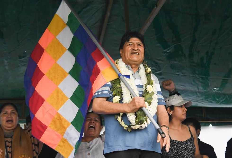 Evo Morales durante la concentración de sus seguidores en Entre Ríos, Cochabamba. 
