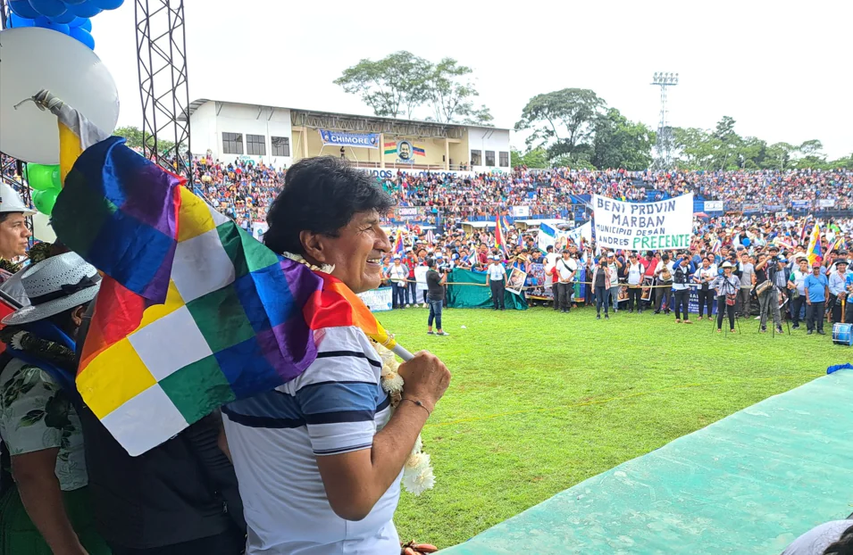 El expresidente Evo Morales participa de su proclamación en Chimoré.