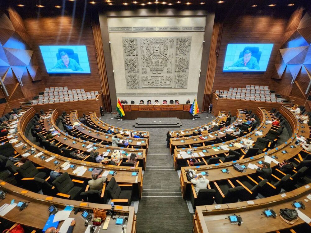 Sesión de la Cámara de Diputados, encabezado por su presidente Omar Yujra. Foto: Archivo.