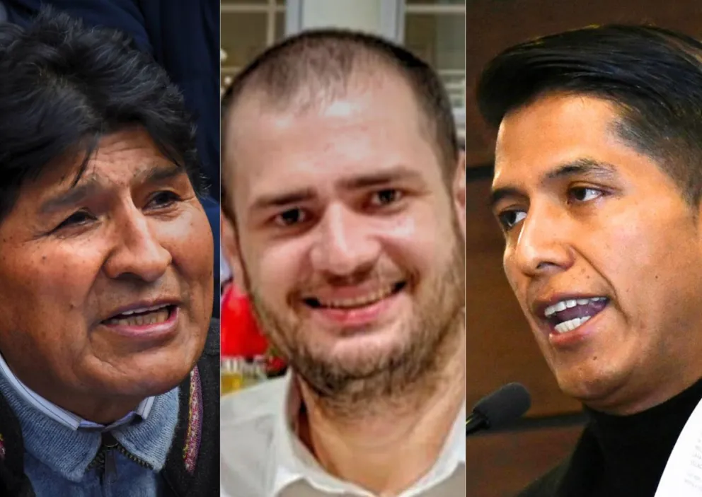 Peter Erlwein Beckhauser en una imagen de sus redes sociales, junto a Evo Morales y Andrónico Rodríguez. 