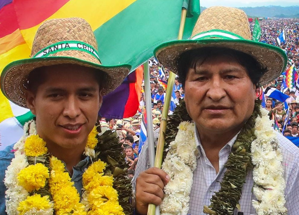 Andrónico Rodríguez y Evo Morales. Foto de archivo: @evoespueblo