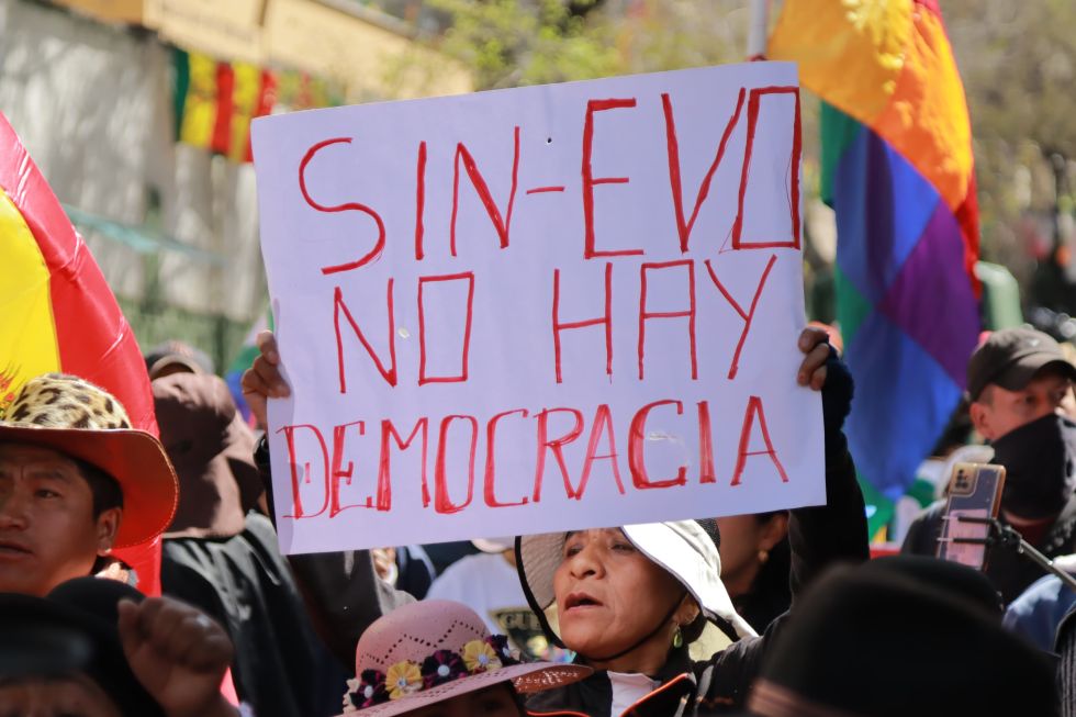 Una de las movilizaciones de seguidores de Evo Morales. 
