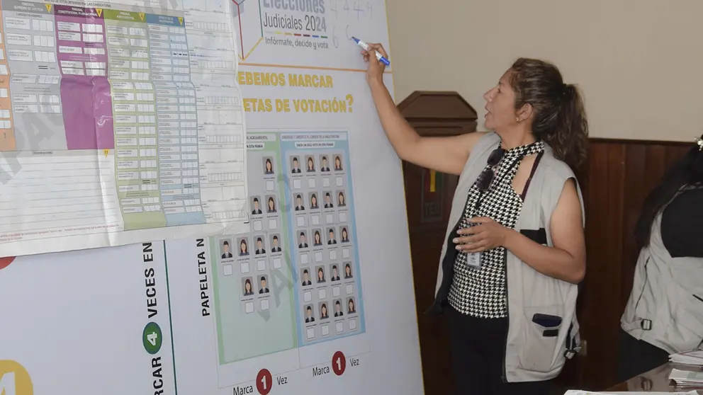 Imagen de la capacitación en el Tribunal Electoral Departamental de Cochabamba