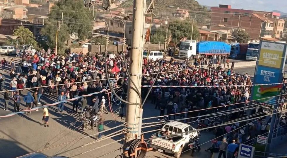 El bloqueo en el municipio de Sipe Sipe, Cochabamba. 