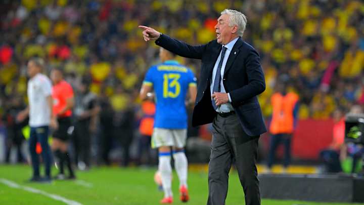 Carlo Ancelotti, en su debut como técnico de Brasil en el juego ante Ecuador.