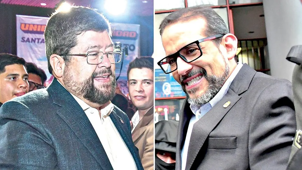 Samuel Doria Medina (i), candidato presidencial por la Alianza Unidad, y Luis Fernando Camacho, gobernador cruceño./ APG