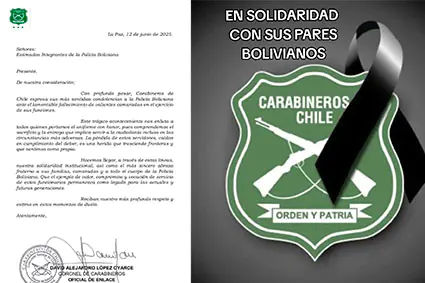 Los Carabineros de Chile envían una carta de condolencia.