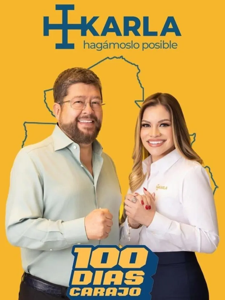 La candidata de la alianza Unir a senadora por Santa Cruz, Carla Robledo, junto a Samuel Doria Medina. Foto: Alianza Unidad.