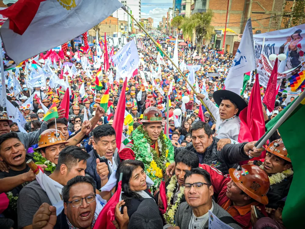 Andrónico Rodríguez, luego de su proclamación en Oruro.