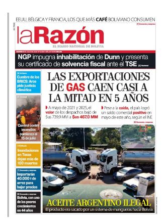 Portadas de los periódicos de Bolivia del martes 8 de julio del 2025