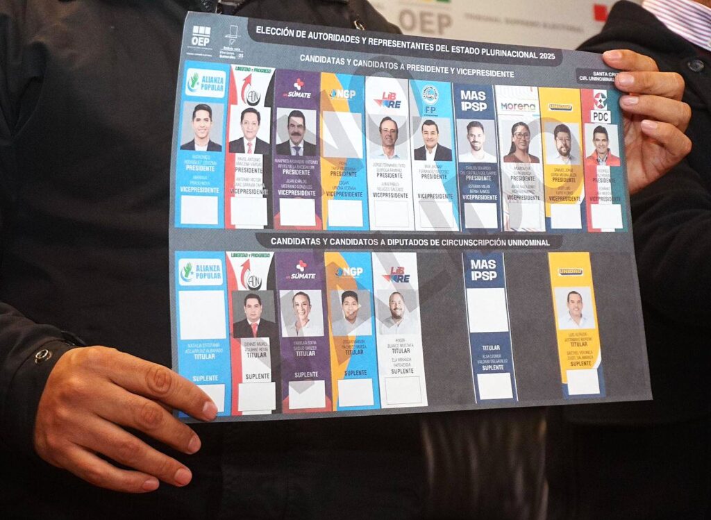 La papeleta de votación de las elecciones del 17 de agosto. / Foto: TSE.