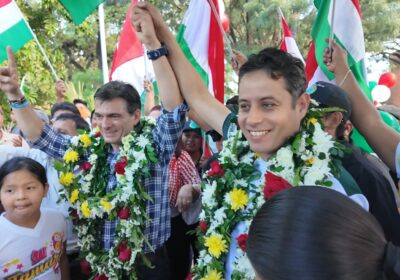 Los candidatos del PDC, Rodrigo Paz y Edman Lara, en una actividad proselitista. / Foto: RPP.