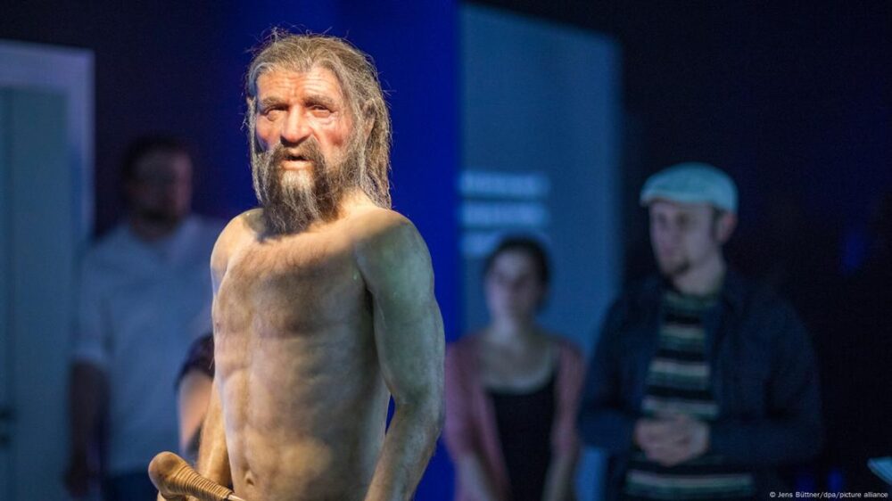 Réplica del "Hombre de Hielo", expuesta en museo.