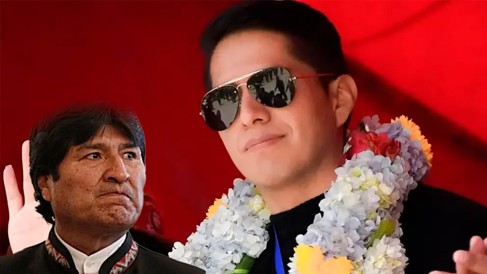 El expresidente Evo Morales y el candidato Andrónico Rodríguez. COMPOSICIÓN OPINIÓN