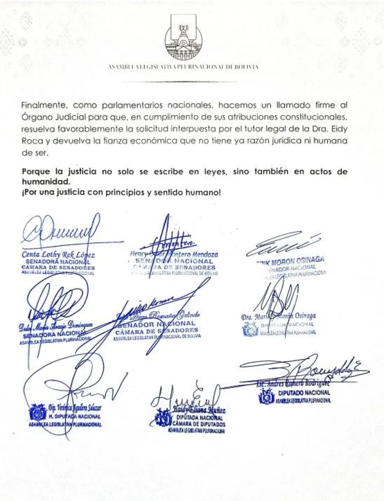 Nueve legisladores de oposición piden que se devuelva a Roca la fianza que pagó en el caso Respiradores chinos