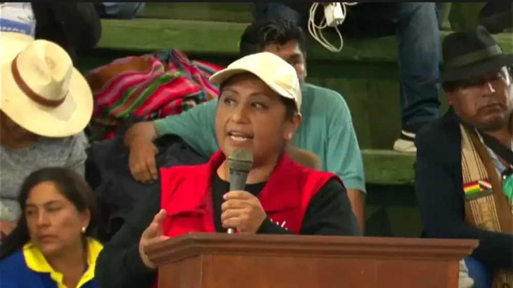 Fanny Nina, en el ampliado de Evo Pueblo, en Lauca Ñ.