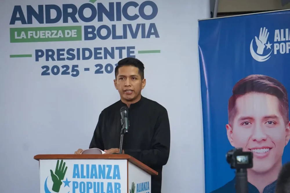 Andrónico Rodríguez, en la presentación de su plan de gobierno. Foto: APG