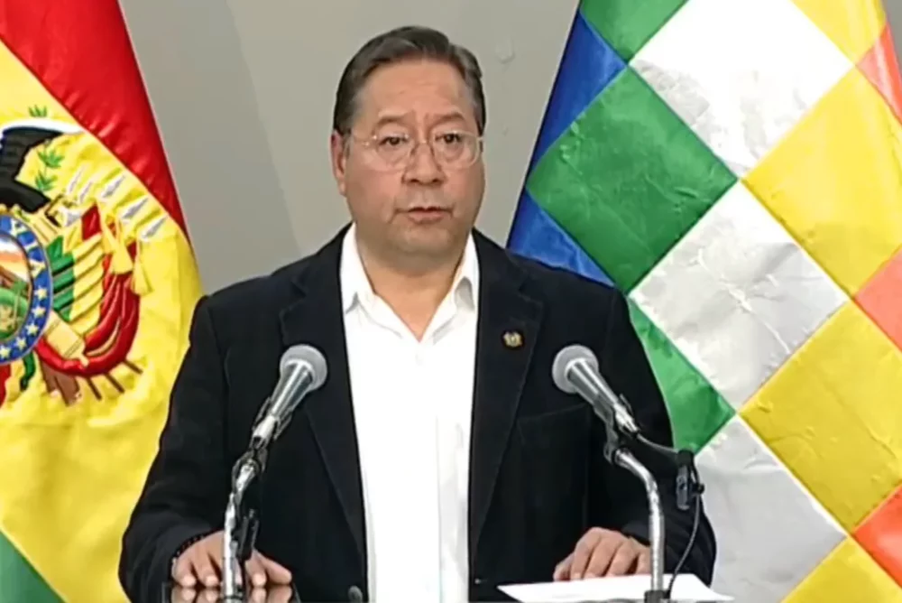 El presidente Luis Arce en conferencia de prensa. Foto: captura RRSS