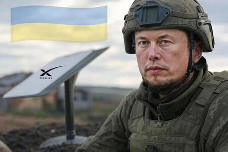 Montaje Elon Musk en la guerra de Ucrania
