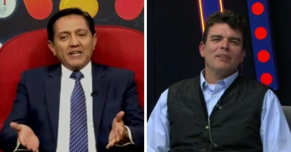 Pavel Aracena, candidato de ADN y Víctor Hugo Núñez del Prado, precandidato a la Vicepresidencia. / Foto: Bolivisión.