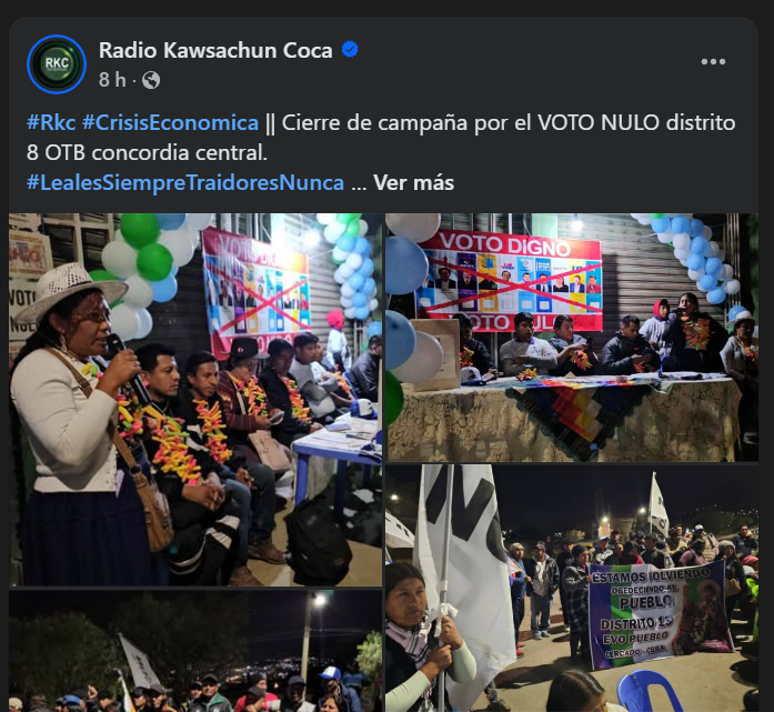 Publicación de la campaña de Evo Morales. / Foto RKC.