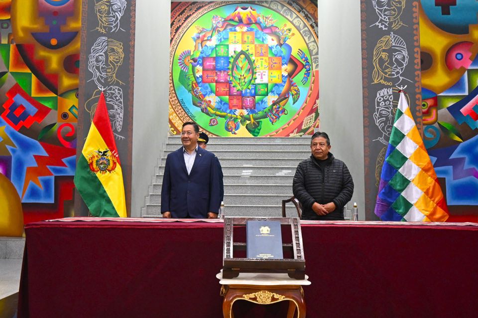 El presidente Luis Arce y el vicepresidente David Choquehuanca. / Foto: Comunicación.