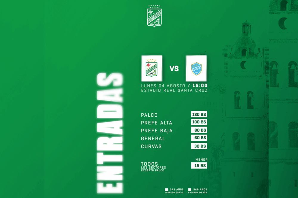 Oriente comercializa las entradas para el choque ante Aurora con el estadio de Real como sede del partido 