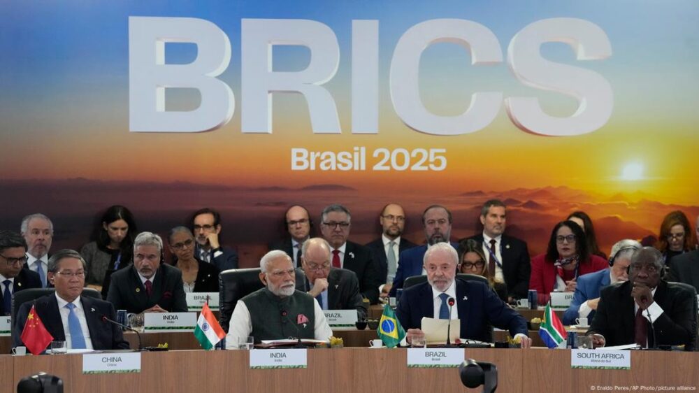 Cumbre de los países BRICS en Río de Janeiro, en julio de 2025, con Lula da Silva, Ramphosa, Modi y otros.
