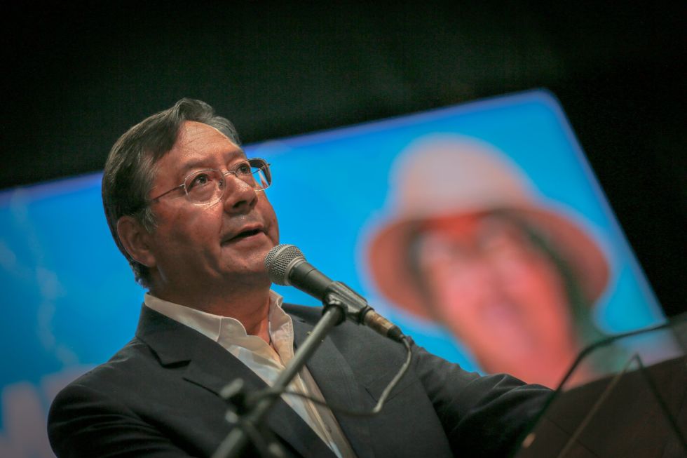 El presidente Luis Arce en un acto público en Brasil. 