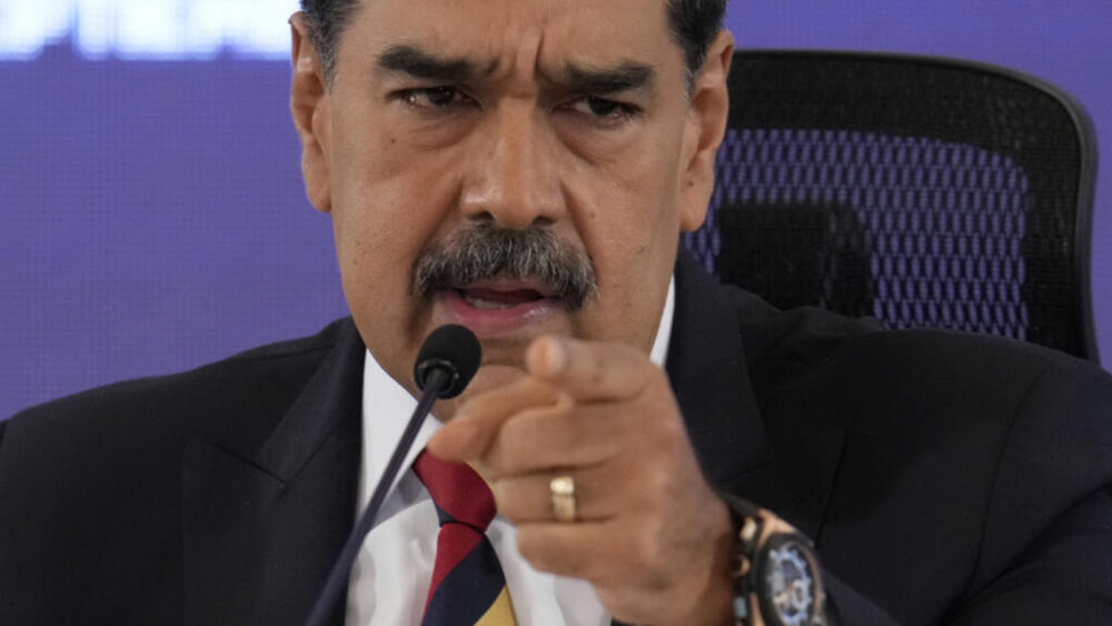 El presidente de Venezuela, Nicolás Maduro, habla durante una rueda de prensa en Caracas, Venezuela, el lunes 1 de septiembre de 2025.